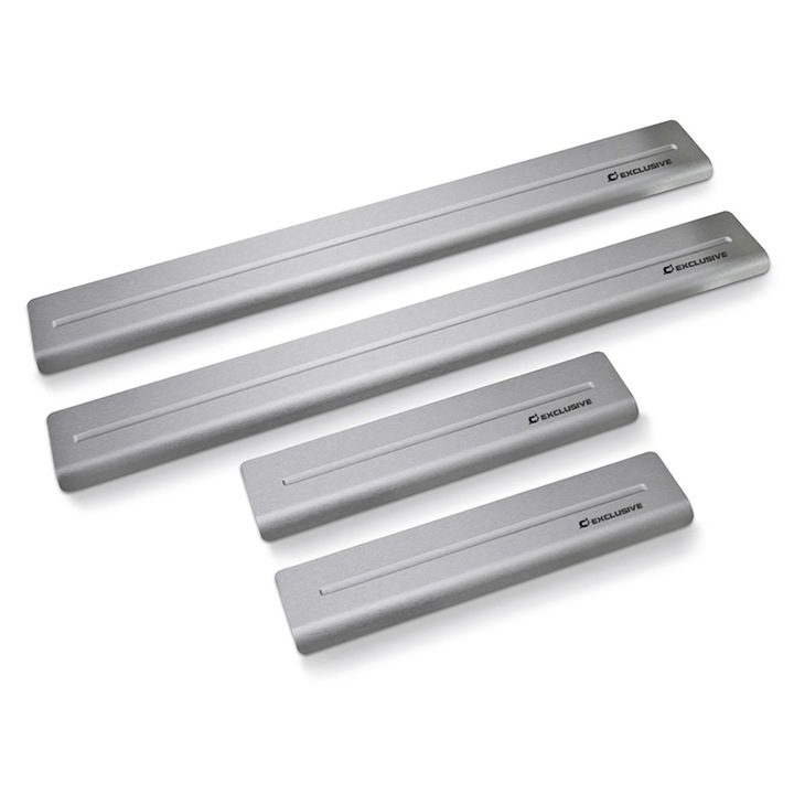 Set 4 Protectie praguri Citroen C4 Picasso I 2006-2013, Croni, Long Line Model, Argintiu Mat