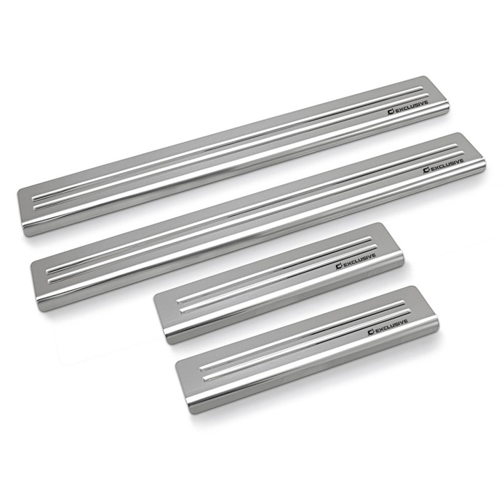 Set 4 Protectie praguri Citroen C4 Grand Picasso I 2007-2013, Croni, 2 Line Model, Luciu Argintiu