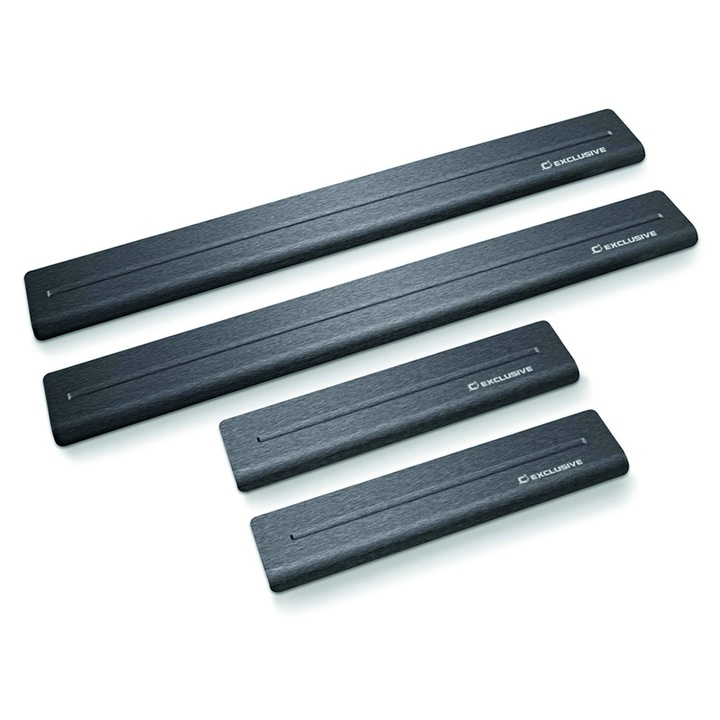 Set 4 Protectie praguri Renault Clio IV Hatchback/Wagon 2012-2018, Croni, Long Line Model, Satin Negru