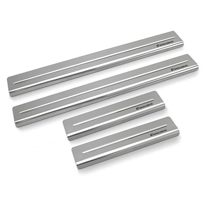 Set 4 Protectie praguri Citroen C4 Picasso I 2006-2013, Croni, Long Line Model, Luciu Argintiu