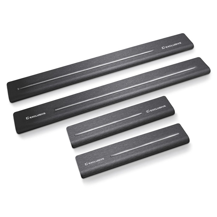 Set 4 Protectie praguri VW Touran II 5T 2016-, Croni, One Line Model, Satin negru si alb