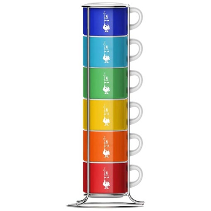 Комплект чаши за еспресо Bialetti с поставка 6 части, цветни