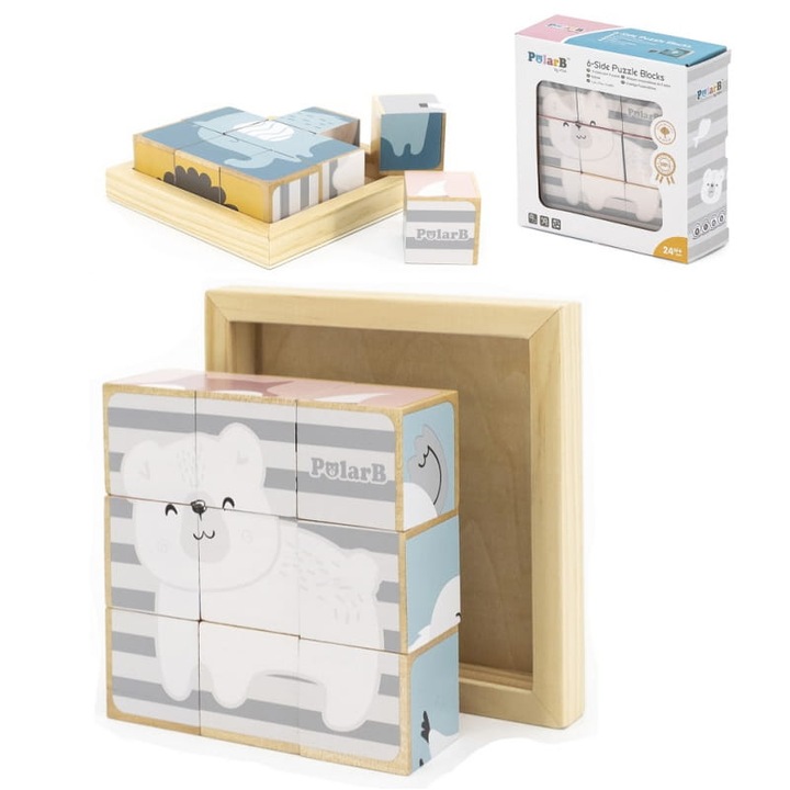 Puzzle állatokkal, VIGA, Fa, 6 kép, Többszínű