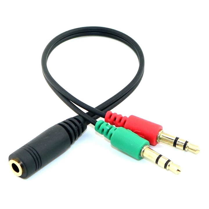 Audiokábel adapter, Zakupytv, PVC, 20cm, Fekete