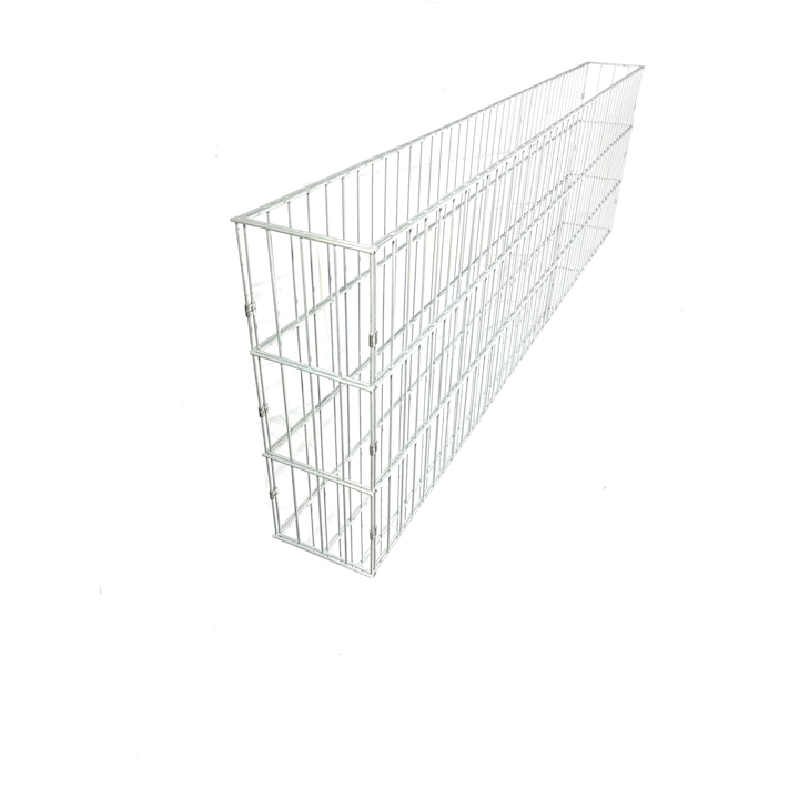 Gard gabion Rotanis din panou drept 6-5-6, Carcasa metalica, Zincat, 2506x200x630 mm