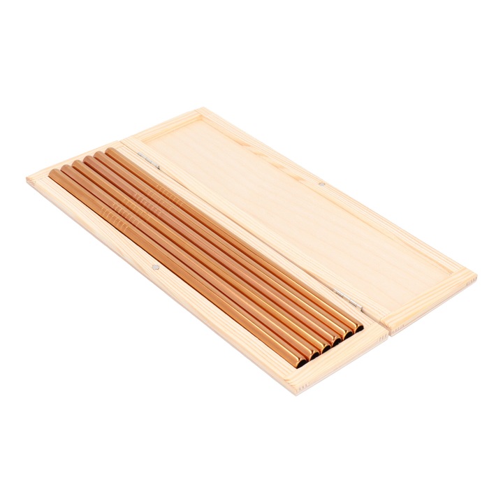 Set Paie Metalice Reutilizabile Inox Culoare Sampanie Auriu 8mm, Ecologice, Durabile, pentru Smoothie Cocktail Bauturi Reci, Cu Perie Curatare si Cutie de Lemn Premium, Cadou Elegant Sustenabil pentru Casa si Bar