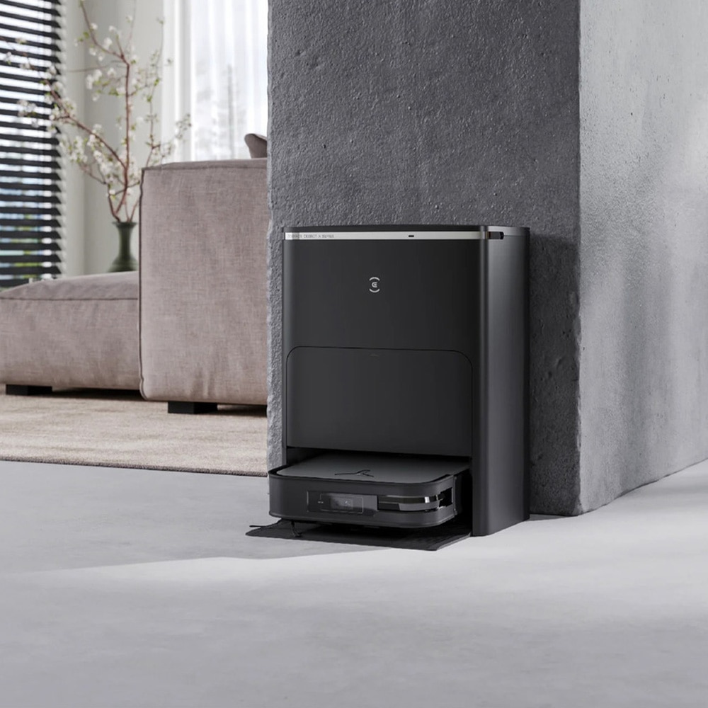 Robot de aspirare Ecovacs Deebot X2 Omni, statie de colectare si curatare/uscare automata, recunoastere obiecte AI, LiDar, senzor 3D, putere de aspirare 8000Pa, depasire obstacole, mop, recipient praf 420ml, recipient apa 180ml, aplicatie mobila, negru