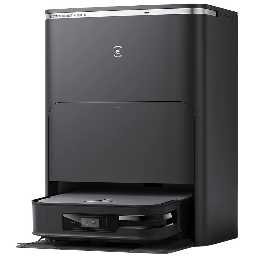 Robot de aspirare Ecovacs Deebot X2 Omni, statie de colectare si curatare/uscare automata, recunoastere obiecte AI, LiDar, senzor 3D, putere de aspirare 8000Pa, depasire obstacole, mop, recipient praf 420ml, recipient apa 180ml, aplicatie mobila, negru