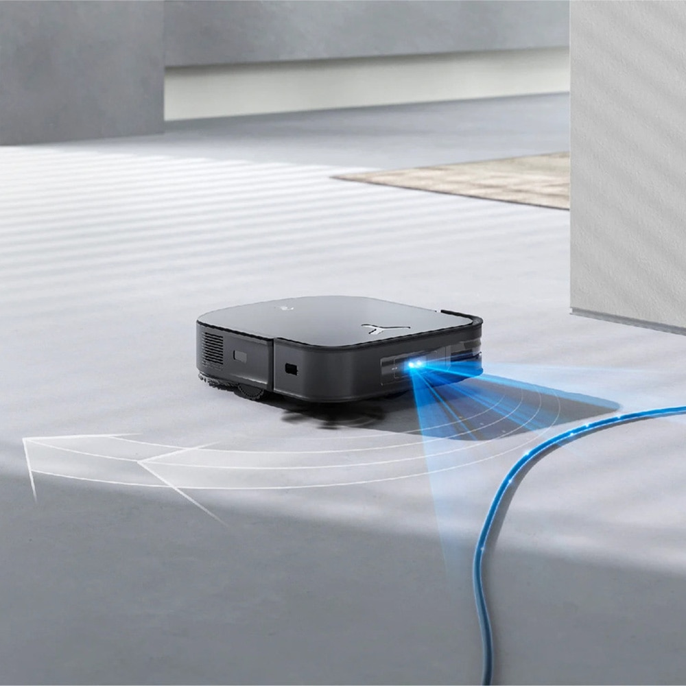Robot de aspirare Ecovacs Deebot X2 Omni, statie de colectare si curatare/uscare automata, recunoastere obiecte AI, LiDar, senzor 3D, putere de aspirare 8000Pa, depasire obstacole, mop, recipient praf 420ml, recipient apa 180ml, aplicatie mobila, negru