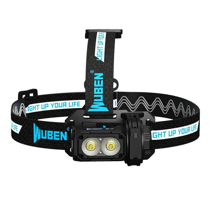 Челно и ръчно фенерче Wuben E7, плоска магнитна основа, щипка и каишка, 1800 лумена