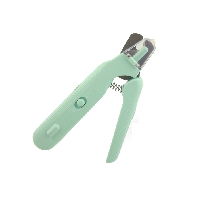 Kutyás körömvágó és reszelő, Petcare, 2 az 1-ben, Beépített LED világítással, Csendes és biztonságos, Tökéletes otthoni ápoláshoz, Ergonomikus, USB újratölthető, Zárható, Méret: 18x5 cm, Fehér-Szürke