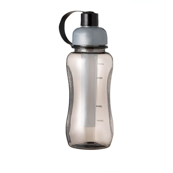 Bidon apa cu rezerva de gheata, negru transparent 600ML