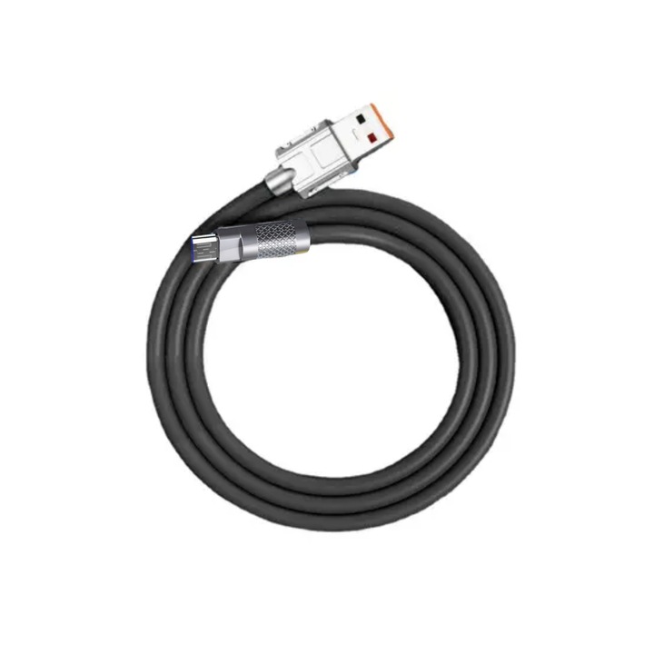 Cablu de Incarcare Fast Charge Bigshot, Siliconic, MicroUSB, Lungime 1 m, Negru