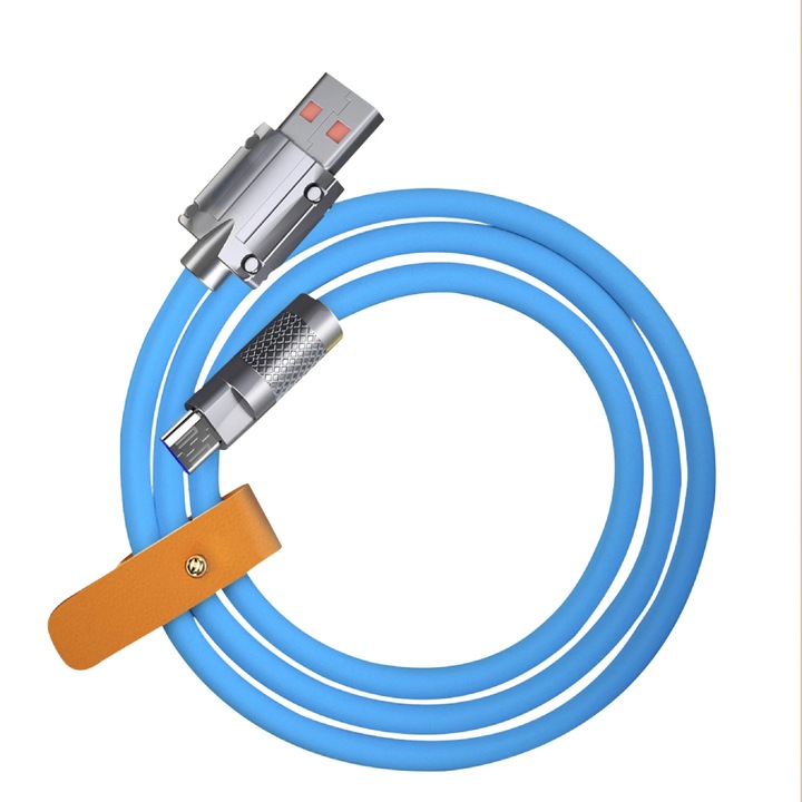 Cablu de Incarcare Fast Charge Bigshot, Siliconic, MicroUSB, Lungime 1 m, Albastru