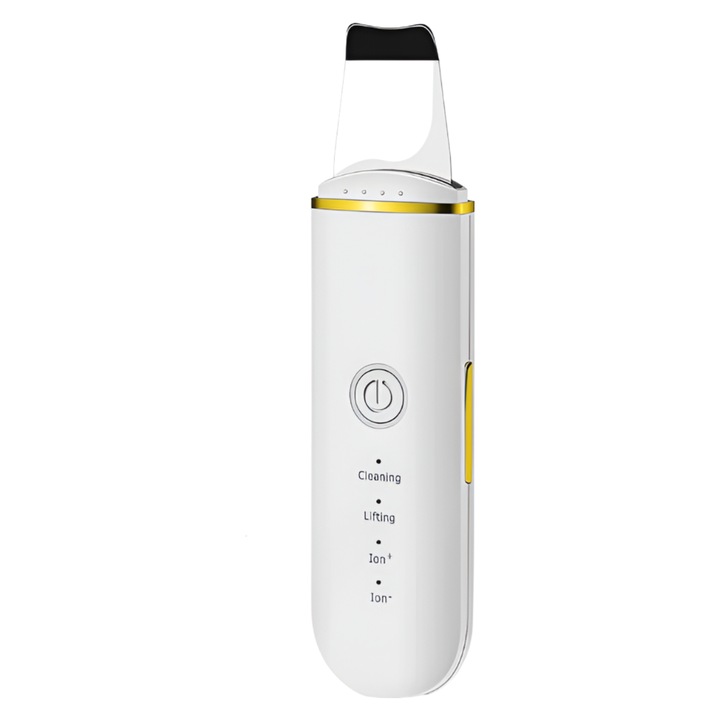 Aparat de curatare faciala cu ultrasunete NEO™, lifting ten, skin scrubber, indepartare puncte negre, hidratare, peeling, Alb