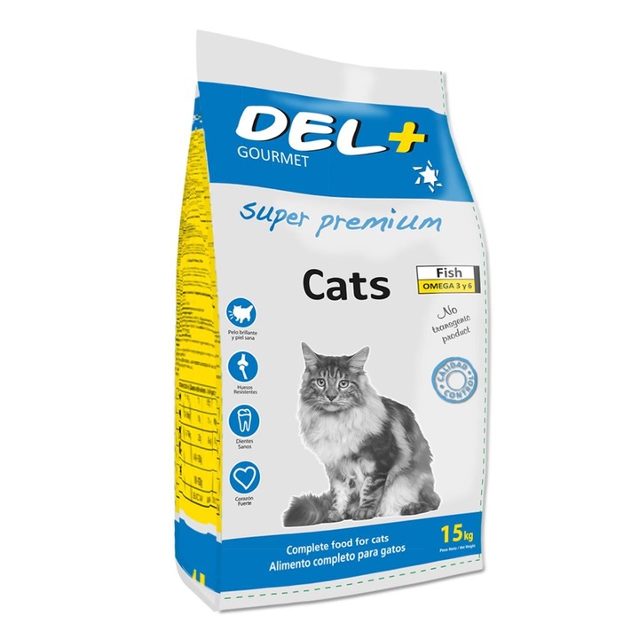 Hrana uscata, pentru pisici, Super Premium ELMUBAS Gourmet DEL+, proteine 32%, 15 kg