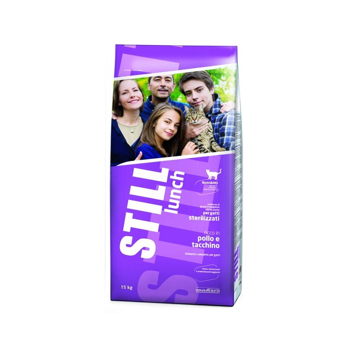 Hrana uscata pentru pisici sterilizate, FOLOSI Still Lunch, aroma de pui si curcan, 15 kg