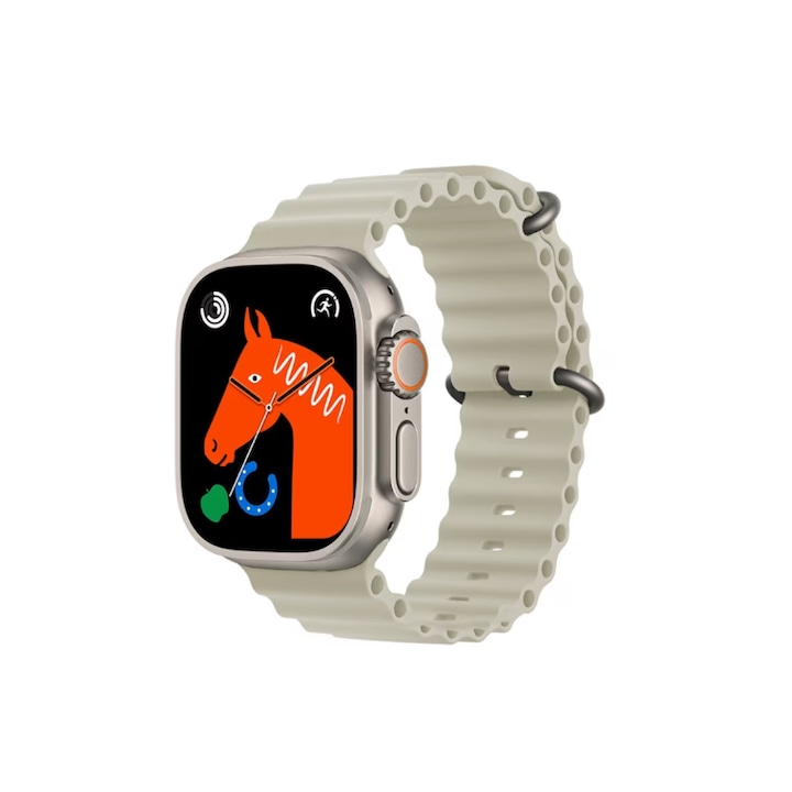 Ceas SmartWatch JRH™​​​​​​​ Watch, 2.0" IPS FULL VIEW, Apel Bluetooth, Termometru, Oximetru SpO2, Notificari Apel si Retele Sociale, Monitorizare Ritm Cardiac si Tensiune Arteriala, Curea Silicon, alb