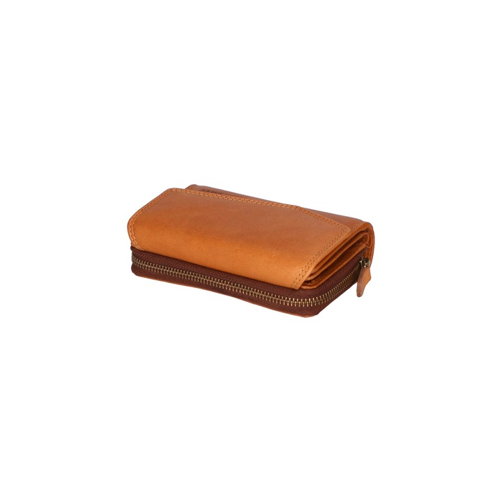 Hill Burry, Portofel unisex de piele, Caramel