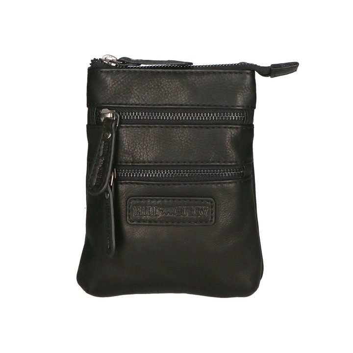 Hill Burry, Geanta crossbody unisex de piele, Negru