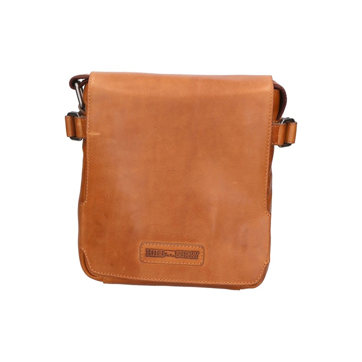 Hill Burry, Geanta crossbody unisex de piele, Caramel