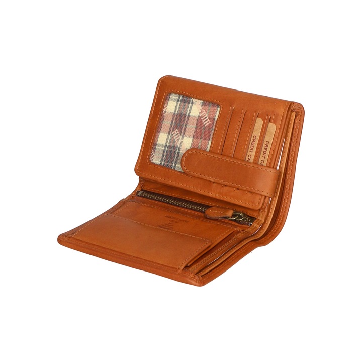 Hill Burry, Portofel pliabil de piele, Caramel