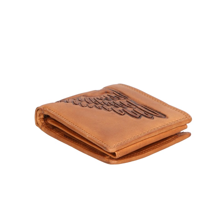 Hill Burry, Portofel unisex de piele, Caramel