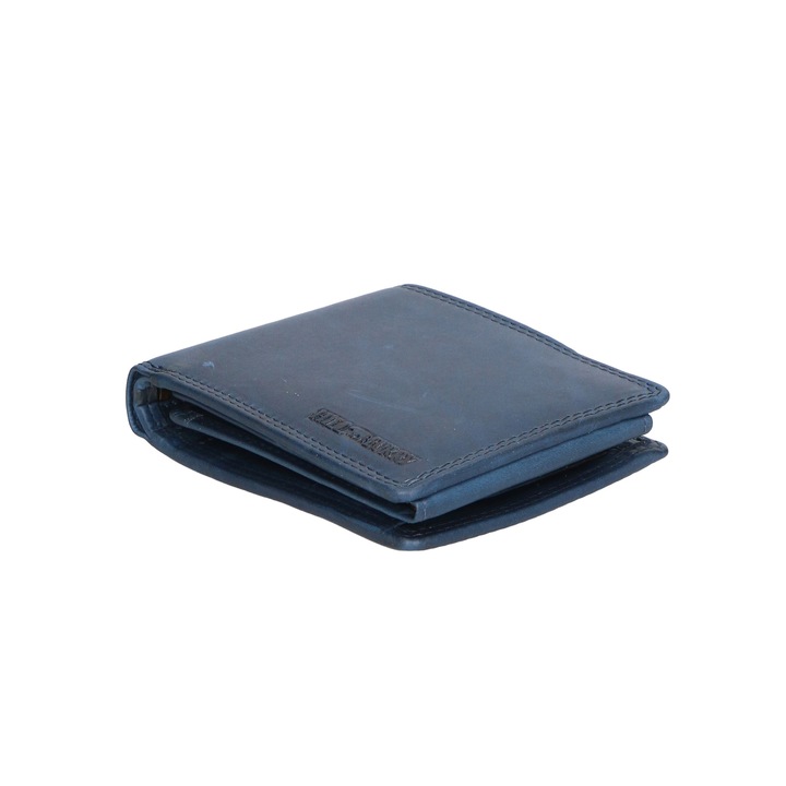 Hill Burry, Portofel unisex pliabil de piele, Albastru prafuit