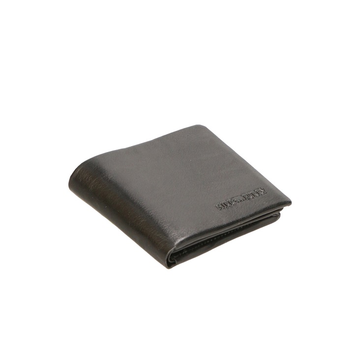 Hill Burry, Portofel unisex pliabil de piele, Negru