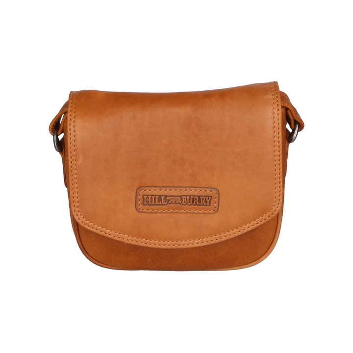 Hill Burry, Geanta crossbody unisex de piele, Caramel