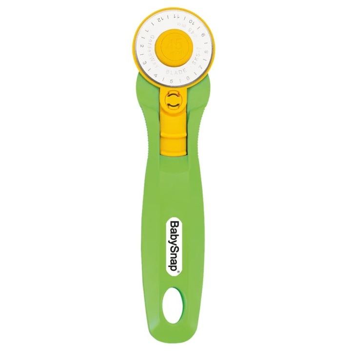 Cutter rotativ ergonobic cu lama de 45 mm diametru, maner silicon verde deschis, BabySnap