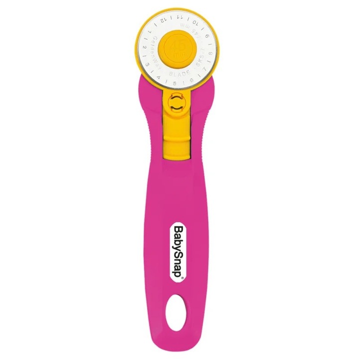 Cutter rotativ ergonobic cu lama de 45 mm diametru, maner silicon roz, BabySnap