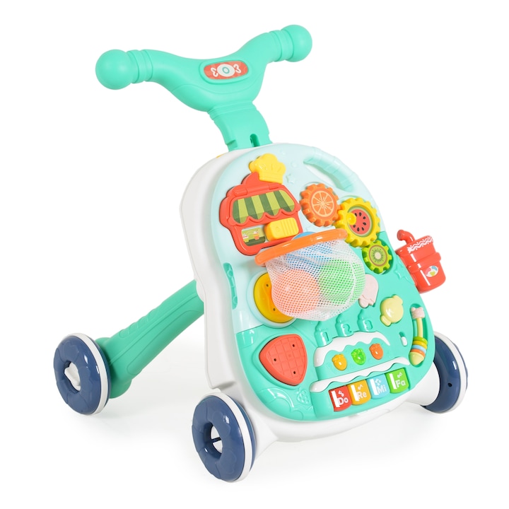Играчка за прохождане Moni Toys, 2в1, Basket, Blue, 12 месеца +