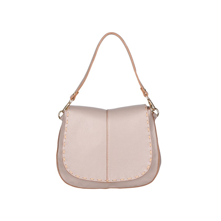 Gave Lux, Geanta saddle de piele, Maro taupe deschis