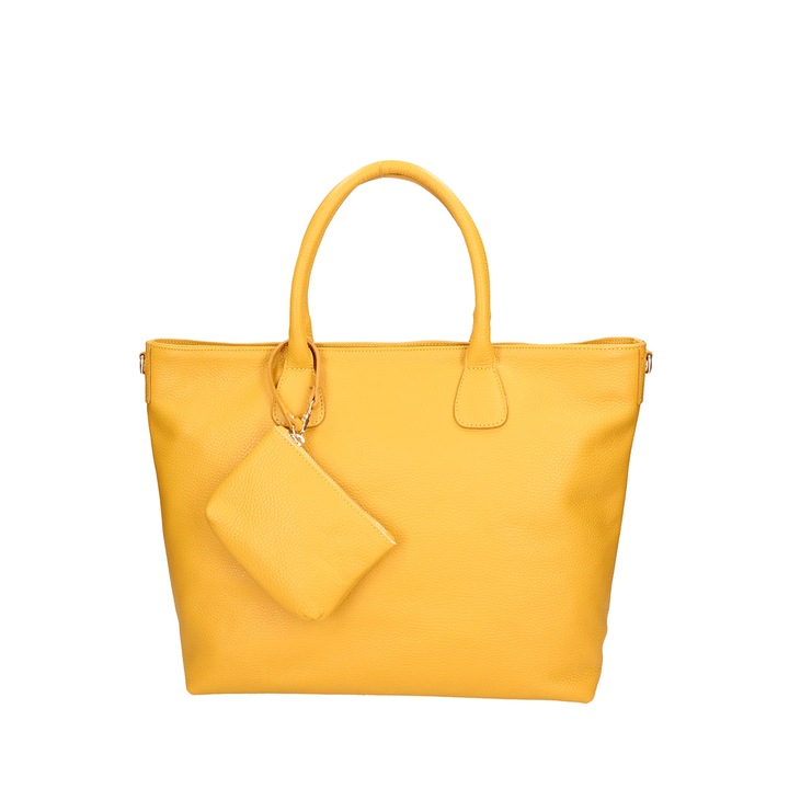 Gave Lux, Geanta shopper de piele cu etui mic, Verde ocru