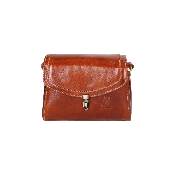 Give Lux, Geanta crossbody de piele cu clapa, Maro