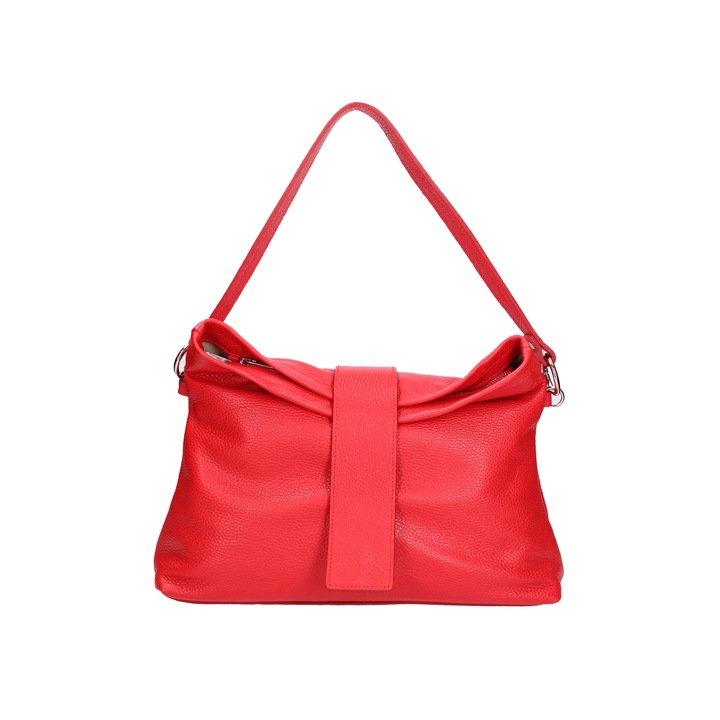 Viola Castellani, Geanta de piele cu bareta, Rosu