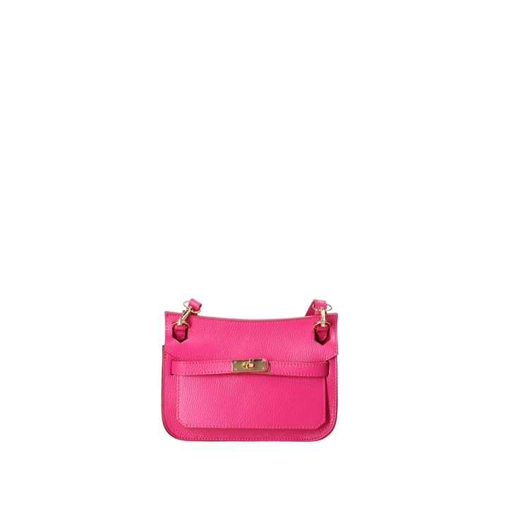 Viola Castellani, Geanta crossbody de piele cu bareta detasabila, Fucsia