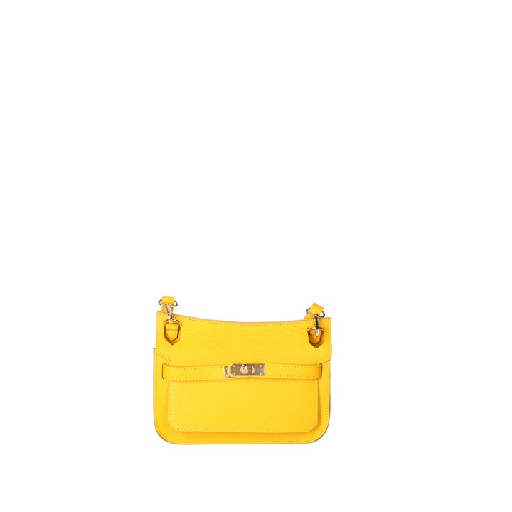 Viola Castellani, Geanta crossbody de piele cu bareta detasabila, Galben