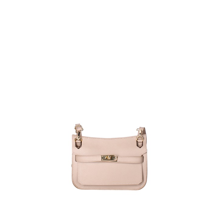 Viola Castellani, Geanta crossbody de piele cu bareta detasabila, Maro taupe