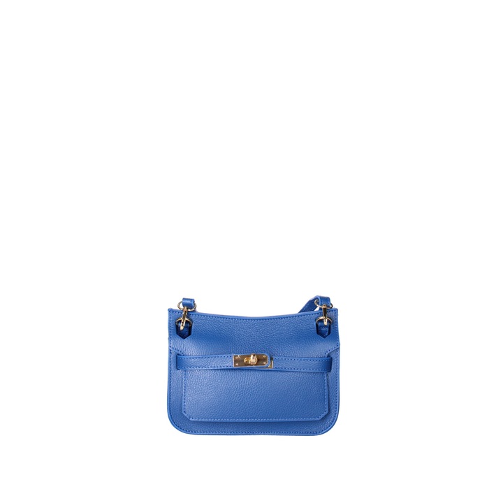 Viola Castellani, Geanta crossbody de piele cu bareta detasabila, Albastru royal