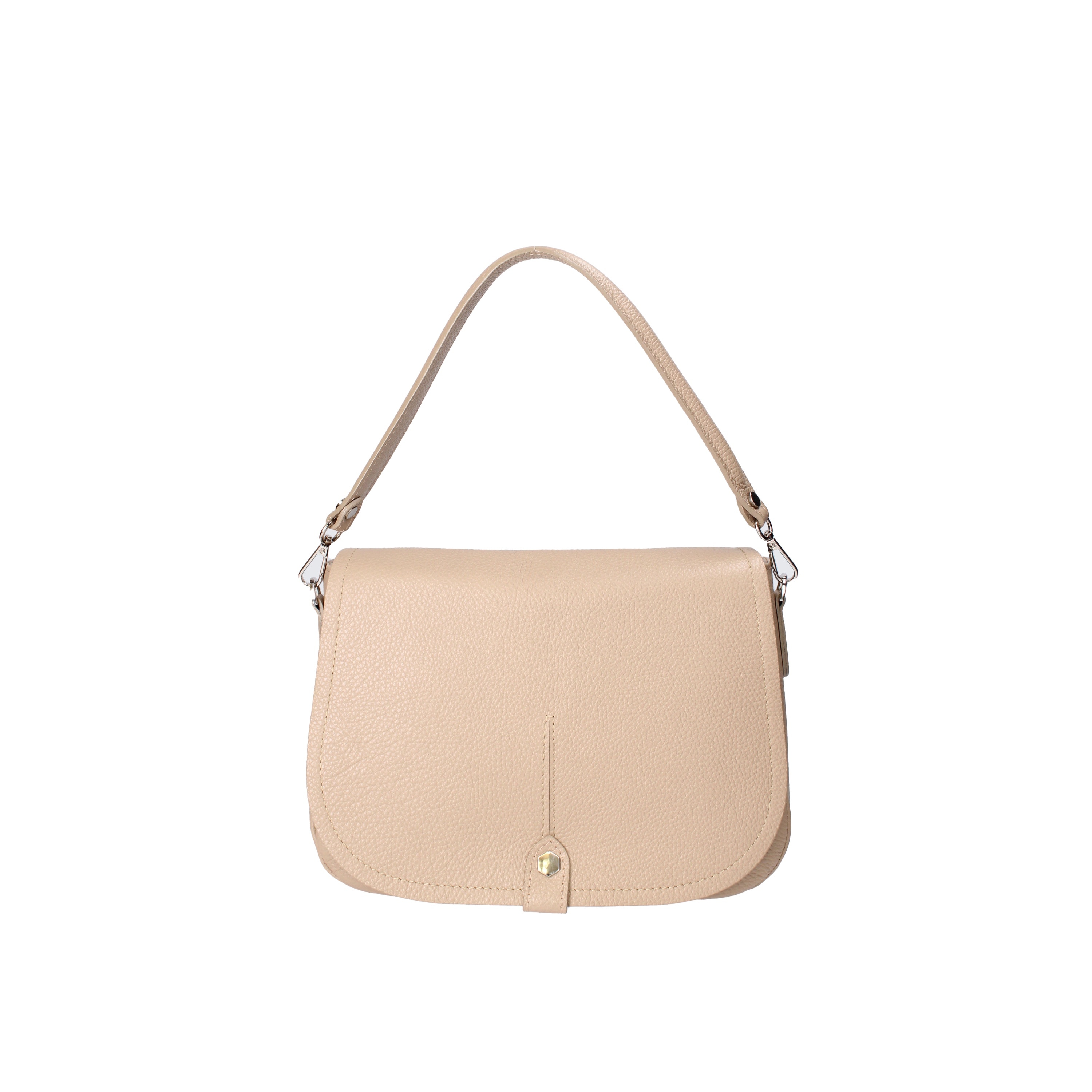Viola Castellani, Geanta crossbody de piele cu clapa, Maro taupe