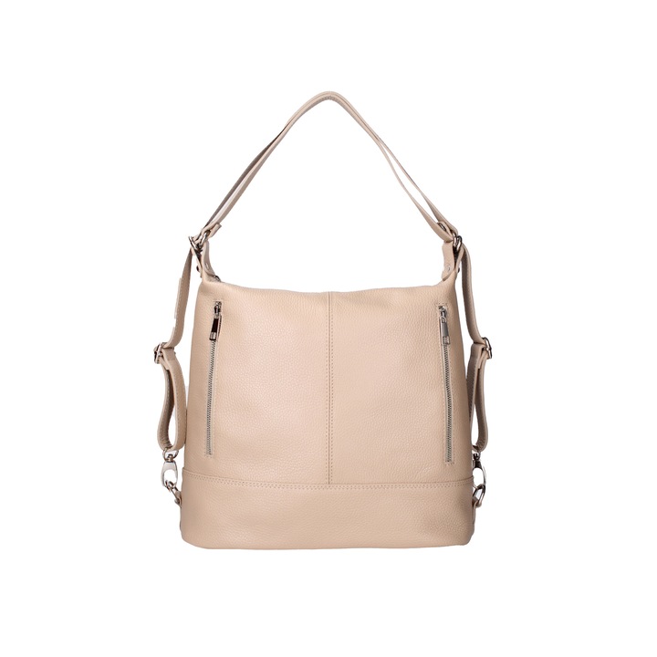 Viola Castellani, Geanta convertibila de piele, Maro taupe