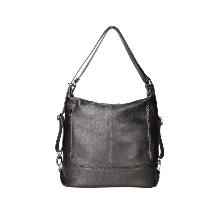 Viola Castellani, Geanta convertibila de piele, Negru