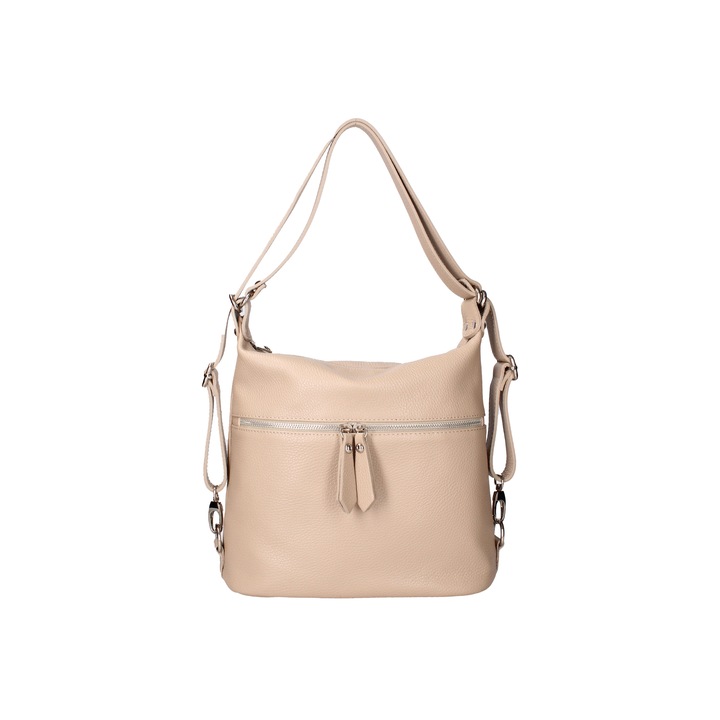 Viola Castellani, Geanta convertibila de piele cu bareta de umar, Maro taupe