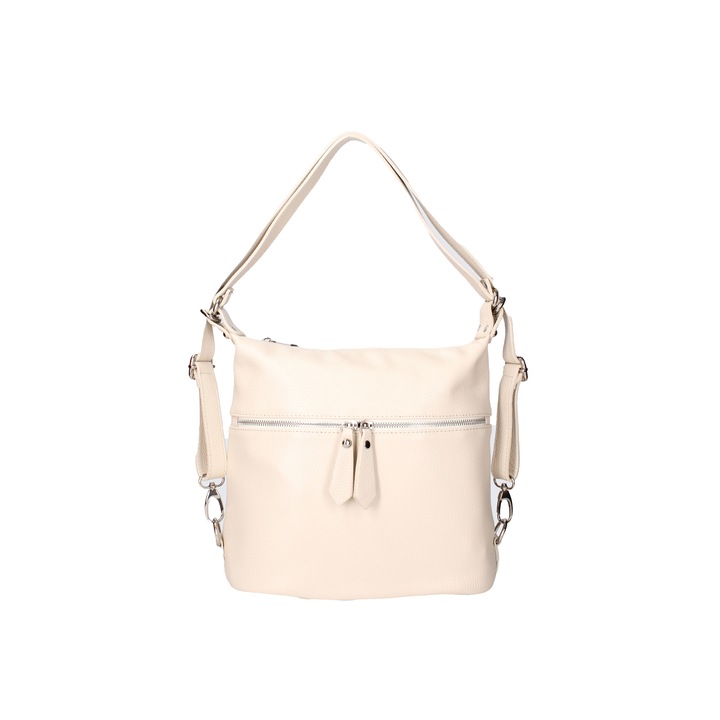 Viola Castellani, Geanta convertibila de piele cu bareta de umar, Bej