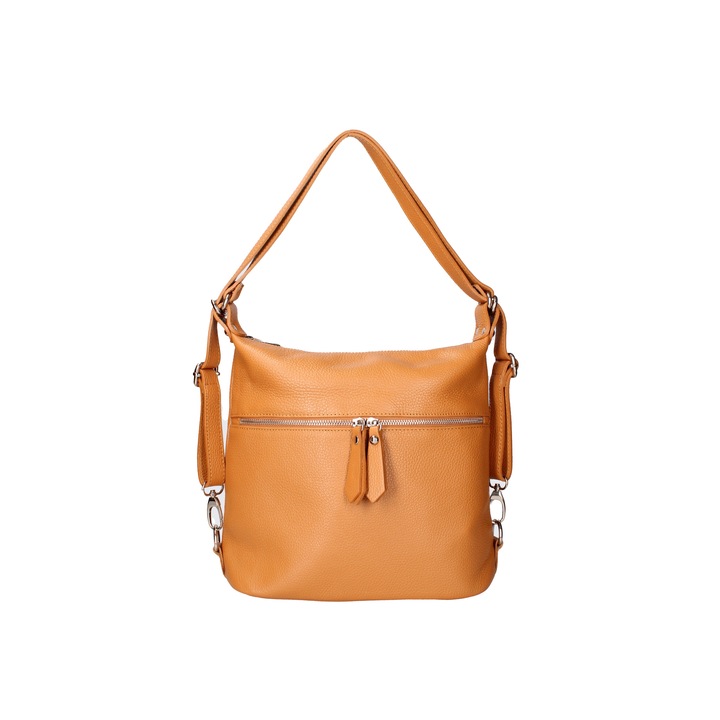 Viola Castellani, Geanta convertibila de piele cu bareta de umar, Caramel