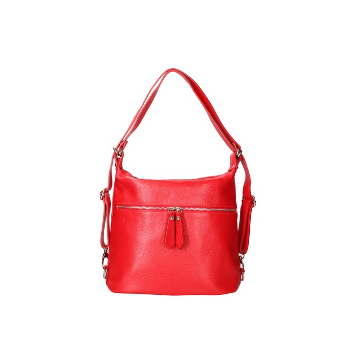 Viola Castellani, Geanta convertibila de piele cu bareta de umar, Rosu