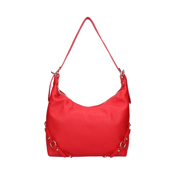 Viola Castellani, Geanta din piele cu bareta de umar si model uni, Rosu