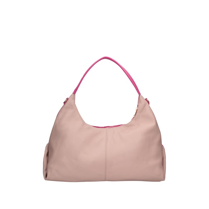 Roberta Rossi, Geanta de piele cu bareta de umar si model in doua tonuri, Fucsia, Roz